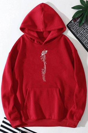 Unisex Oversize Butterfly Song Baskılı Sweatshirt