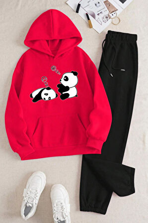 Uyguntarz Unisex Uykucu Panda Baskılı Rahat Eşofman Takımı