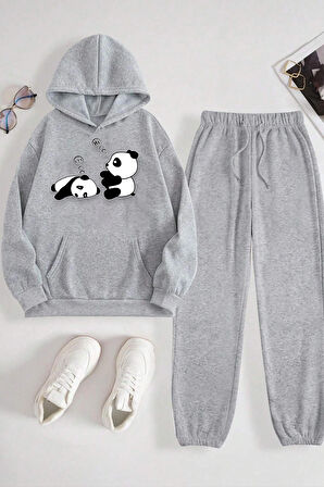Uyguntarz Unisex Uykucu Panda Baskılı Rahat Eşofman Takımı