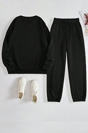 Uyguntarz Unisex Astronomi Baskılı Bisiklet Yaka Eşofman Takımı