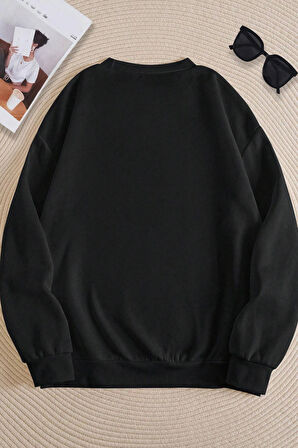 Uyguntarz Unisex Springs Baskılı Bisiklet Yaka Sweatshirt
