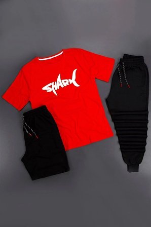 Unisex 3'Lü Tshirt Short Eşofman Altı Takım