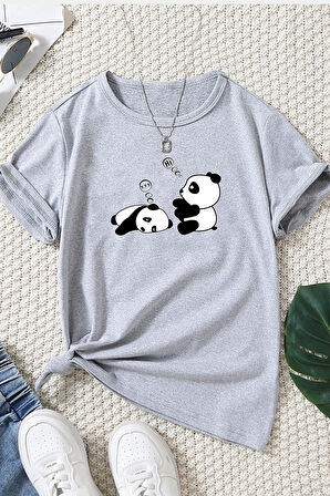 Unisex Uykucu Panda Baskılı Tasarım Tshirt