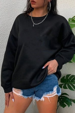 Unisex Uzay Temalı Bisiklet Yaka Sweatshirt