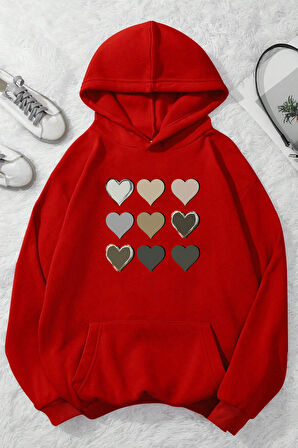 Uyguntarz Unisex Oversize Kalp Baskılı Sweatshirt