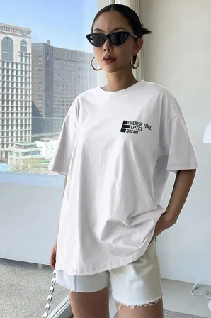 Unisex Cherish Time Effect Dream Baskılı Tasarım Tshirt