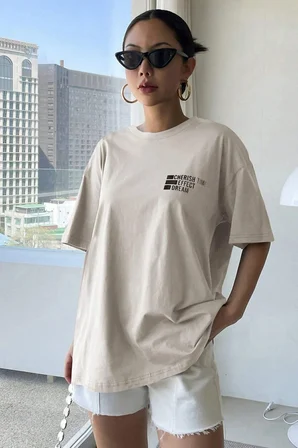 Unisex Cherish Time Effect Dream Baskılı Tasarım Tshirt