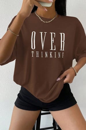 Unisex Over Thinking Baskılı Tasarım Tshirt