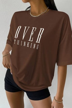 Unisex Over Thinking Baskılı Tasarım Tshirt