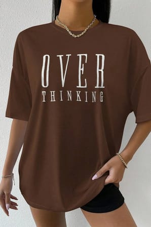 Unisex Over Thinking Baskılı Tasarım Tshirt