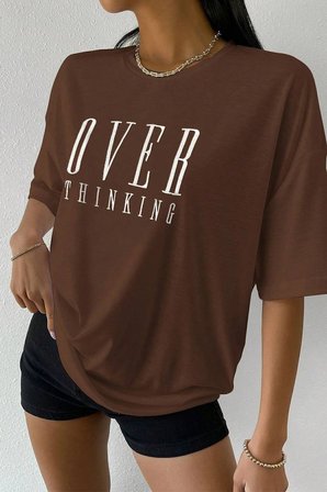 Unisex Over Thinking Baskılı Tasarım Tshirt