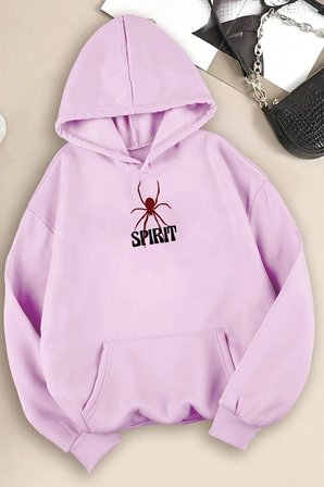 Unisex Cartoon Face Siyah Beyaz Hoodie