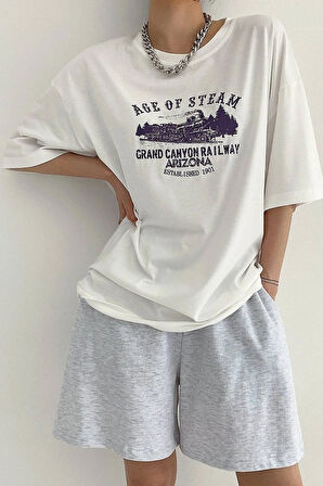 Unisex Age Of Steam Baskılı Tasarım Tshirt