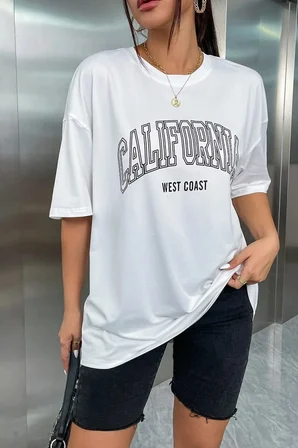 Unisex California West Coast Baskılı Tasarım Tshirt