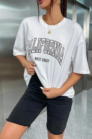 Unisex California West Coast Baskılı Tasarım Tshirt