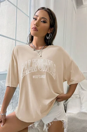 Unisex California West Coast Baskılı Tasarım Tshirt