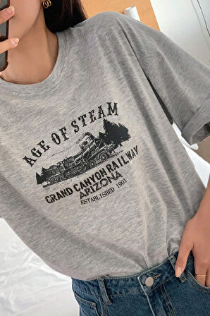 Unisex Age Of Steam Baskılı Tasarım Tshirt