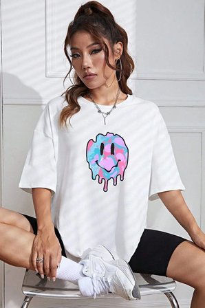 Unisex Smile Baskılı Tasarım Tshirt