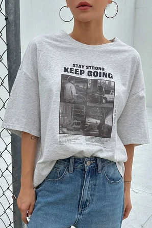 Unisex KeepGoing Baskılı Tasarım Tshirt