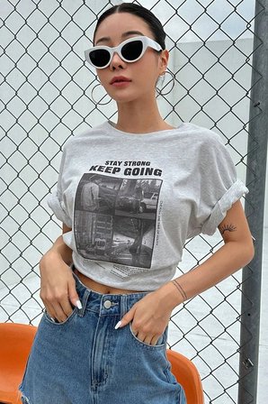 Unisex KeepGoing Baskılı Tasarım Tshirt