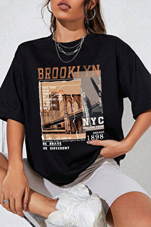Uyguntarz Unisex Brooklyn Baskılı Tasarım Tshirt