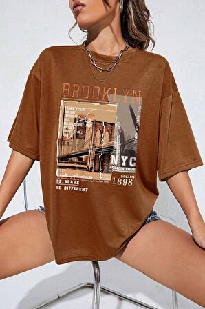 Unisex Brooklyn Baskılı Tasarım Tshirt