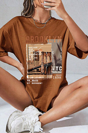 Unisex Brooklyn Baskılı Tasarım Tshirt