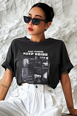 Unisex KeepGoing Baskılı Tasarım Tshirt