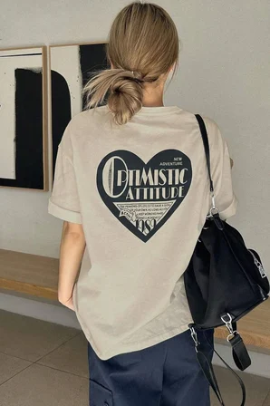 Unisex Optimistic Baskılı Tasarım Tshirt