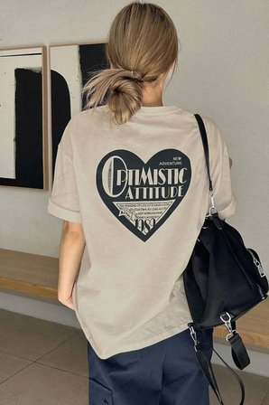 Unisex Optimistic Baskılı Tasarım Tshirt