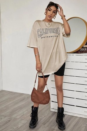 Unisex California Baskılı Tasarım Tshirt