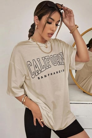 Unisex California Baskılı Tasarım Tshirt