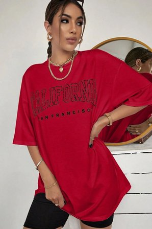 Unisex California Baskılı Tasarım Tshirt