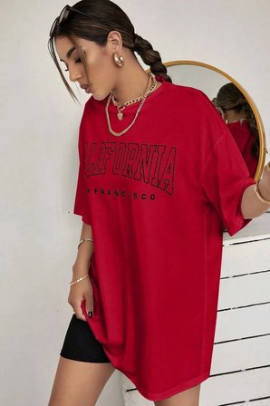 Unisex California Baskılı Tasarım Tshirt