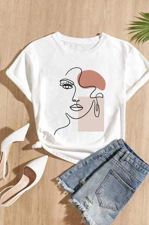 Unisex Make Up Siluet Baskılı Tasarım Tshirt