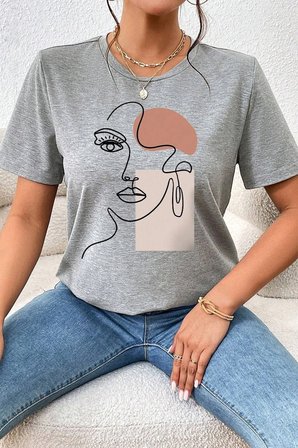 Unisex Make Up Siluet Baskılı Tasarım Tshirt
