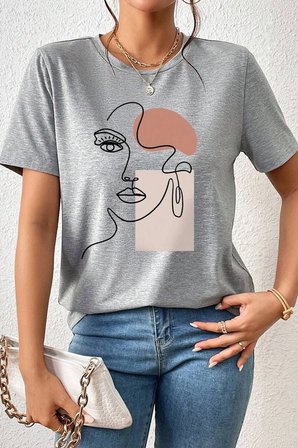 Unisex Make Up Siluet Baskılı Tasarım Tshirt