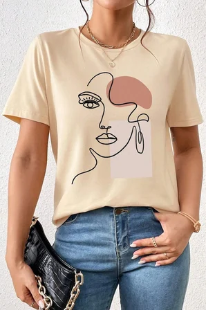 Unisex Make Up Siluet Baskılı Tasarım Tshirt