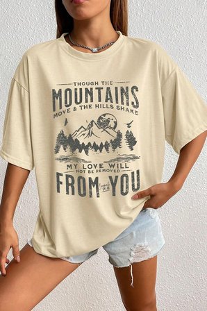 Unisex Mountains Baskılı Tasarım Tshirt