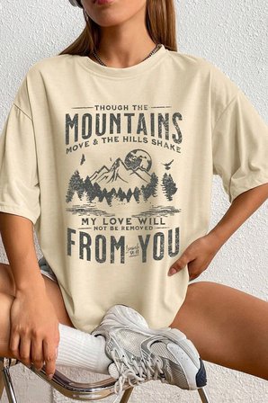 Unisex Mountains Baskılı Tasarım Tshirt