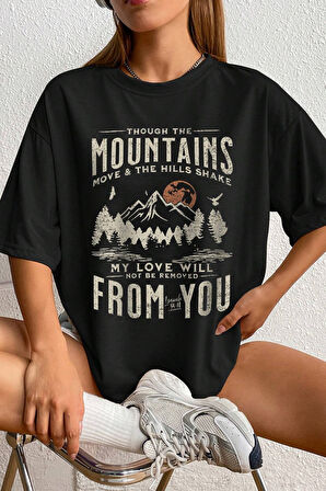 Uyguntarz Unisex Mountains Baskılı Tasarım Tshirt