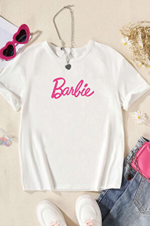 Çocuk Barbie Baskılı Pamuklu Tshirt