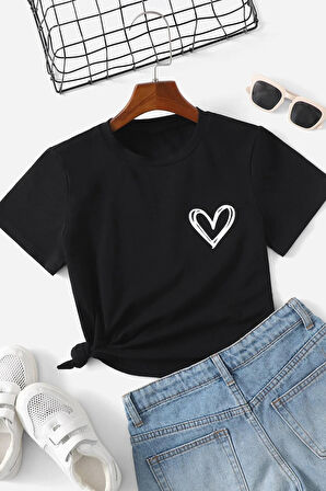 Uyguntarz Çocuk Kalp Baskılı Pamuklu Tshirt