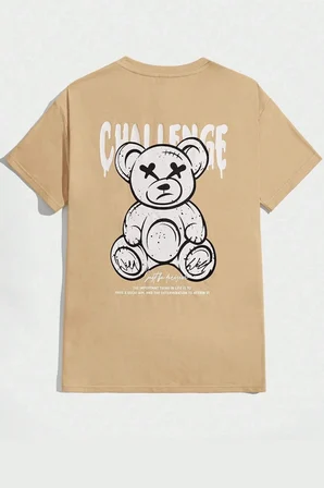 Unisex Chalenge Sırt Baskılı Tasarım Tshirt