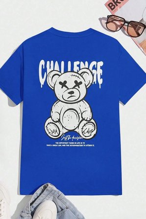 Unisex Chalenge Sırt Baskılı Tasarım Tshirt