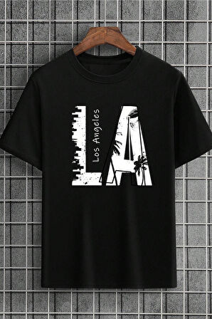 Uyguntarz Unisex Los Angles Baskılı Tasarım Tshirt