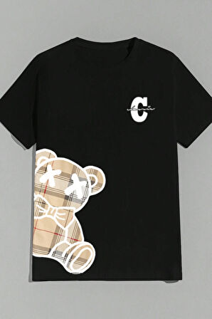Uyguntarz Unisex Pattern Bear Baskılı Tasarım Tshirt