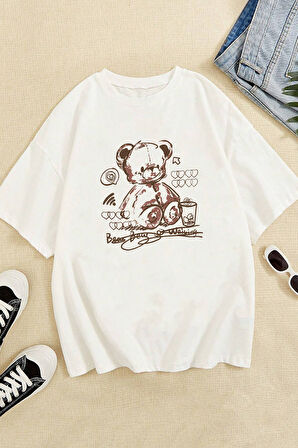 Uyguntarz Unisex Bear Bear Baskılı Tasarım Tshirt