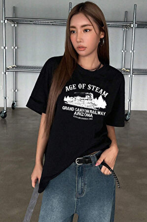 Uyguntarz Unisex Age Of Steam Baskılı Tasarım Tshirt