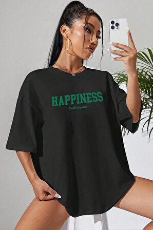 Unisex Happiness Baskılı Tasarım Tshirt